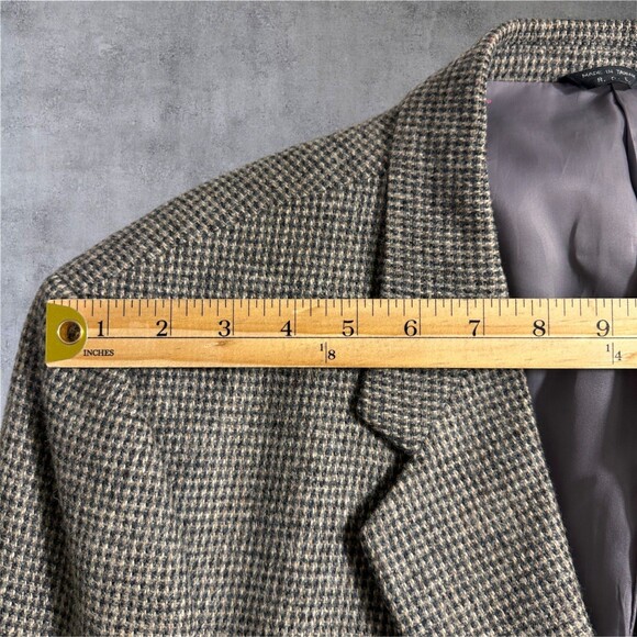 Vintage TWEED WOOL Men’s Blazer 48L Gray Sport Coat Two‑Button Jacket - Picture 7 of 15